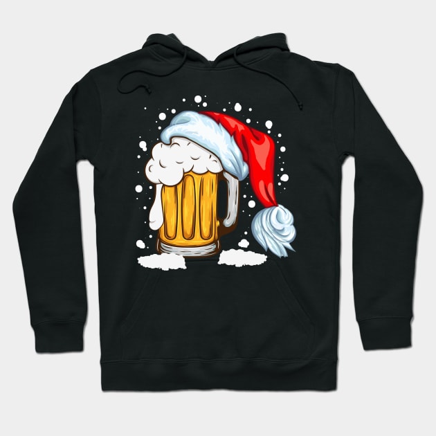 Christmas T-shirt Christmas beer in a Santa hat Hoodie by Crazy.Prints.Store